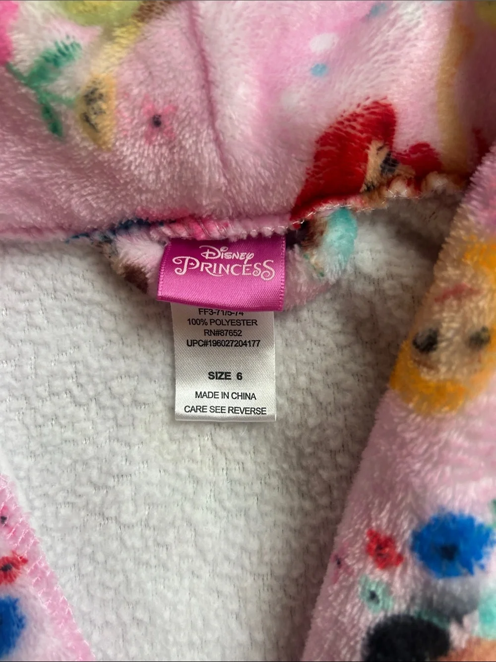 Disney Pink Princess Fleece Robe with Tie Belt